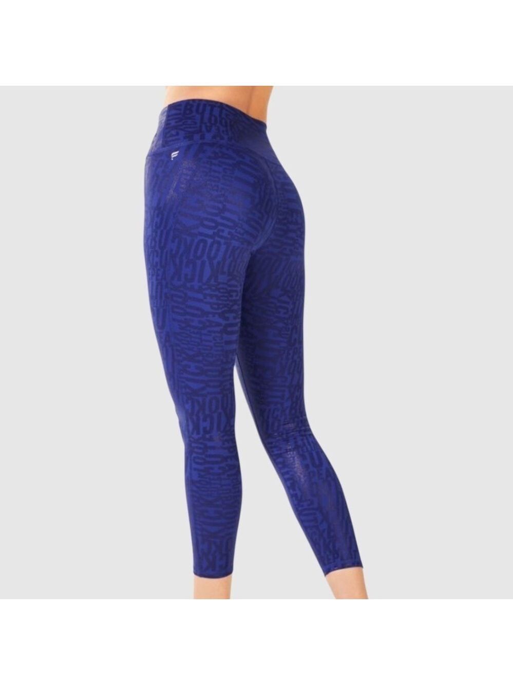 FABLETICS Define Power Hold 7/8 Leggings Graphic Print Cobalt Blue US Sz L